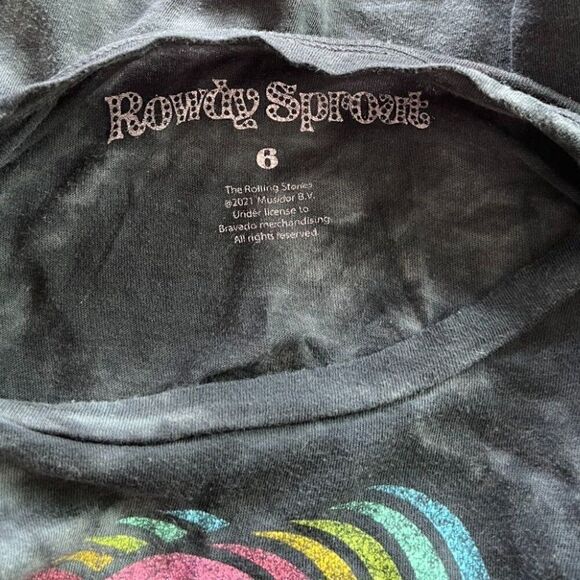 Rowdy Sprout Rolling Stones Crop Shirt Size 6 - Picture 5 of 5